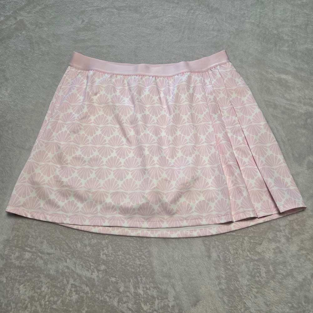 Lady Hagen Pink Seashell Print Golf Skort Size L Coastal Preppy Skirt Pockets
